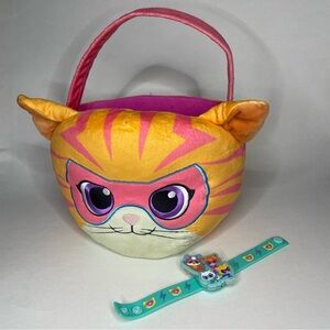 Disney Jr SuperKitties Ginny Plush Treat Bucket + Light Up Bracelet Bundle